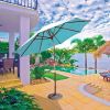 Picture of Galtech 537 TK 9 Foot Round Teak Market Umbrella Stainless Crank and Tilt