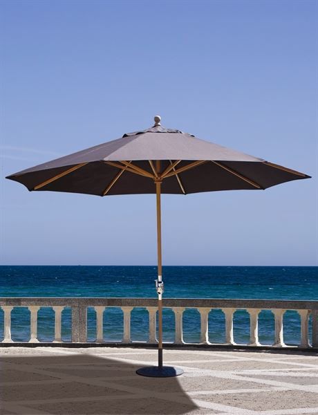 Picture of Galtech 11 Foot Round Teak Market Umbrella Stainless Crank and Tilt